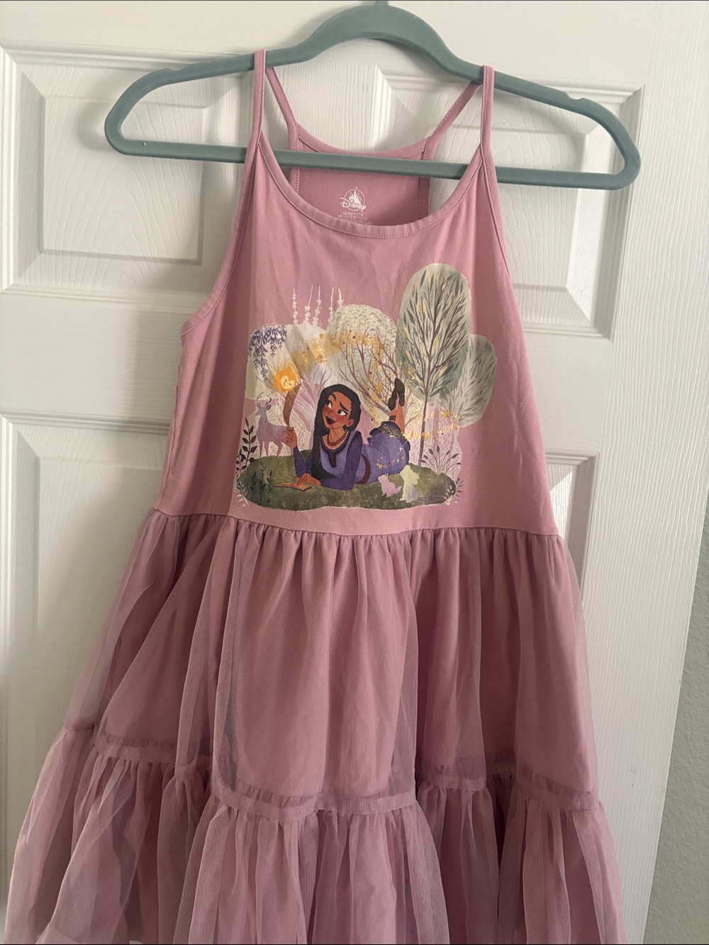 Disney Pink Tiered Tulle Dress with Illustrated Front